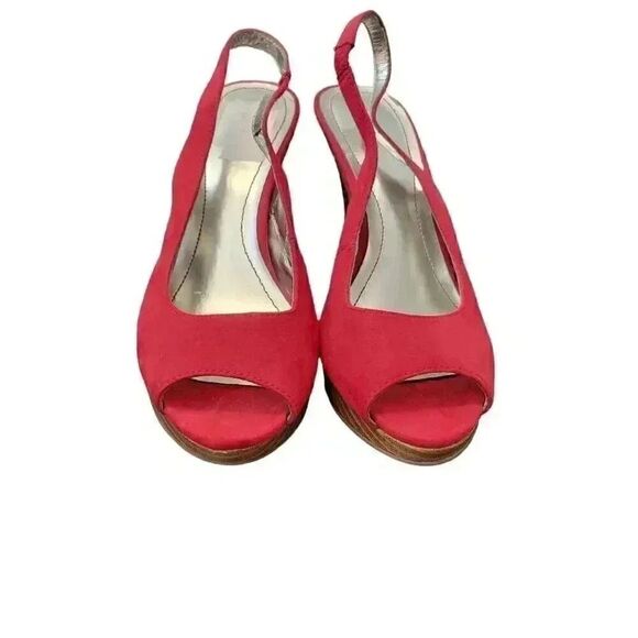 Style & Co. Women's Red Faux Suede Open Toe 3" Heel Sling Back Sandals - Picture 4 of 9